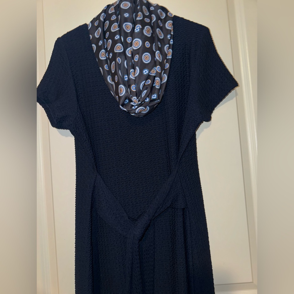 Navy Blue tie front/back sheath dress